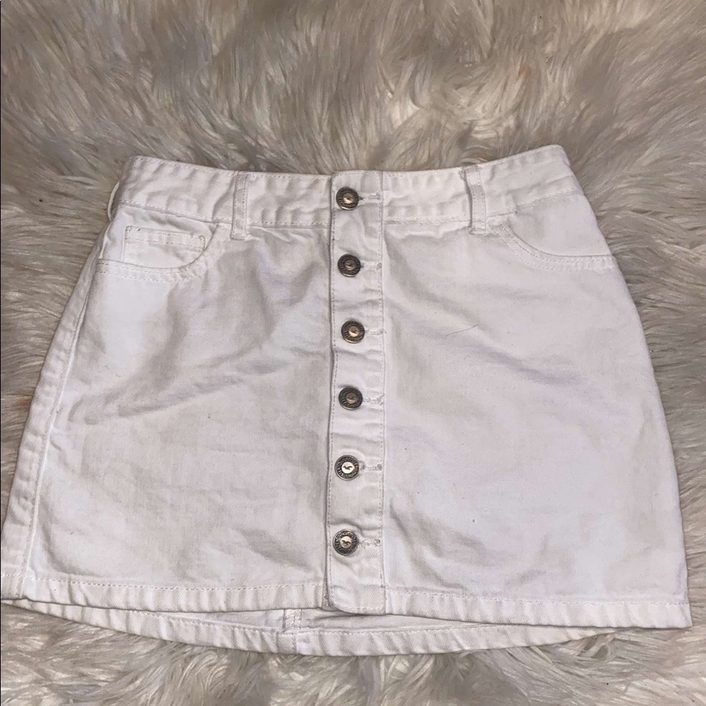 White button down mini skirt